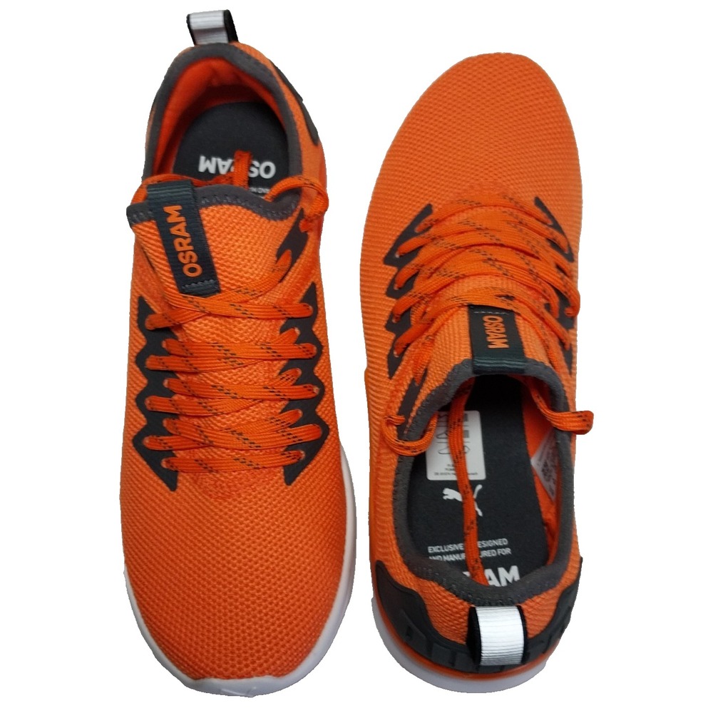 NEW PUMA Ignite W Sz 7 Tangerine Orange w/Gray Evoknit Sneaker Shoe Osram Design